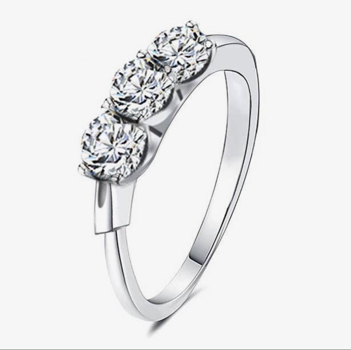 Anello acciaio inossidabile tre zirconi