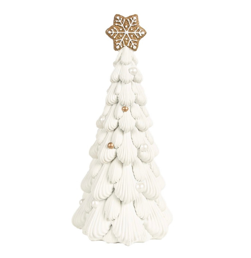Albero di Natale bianco punta a stella pan di zenzero 13x26 cm