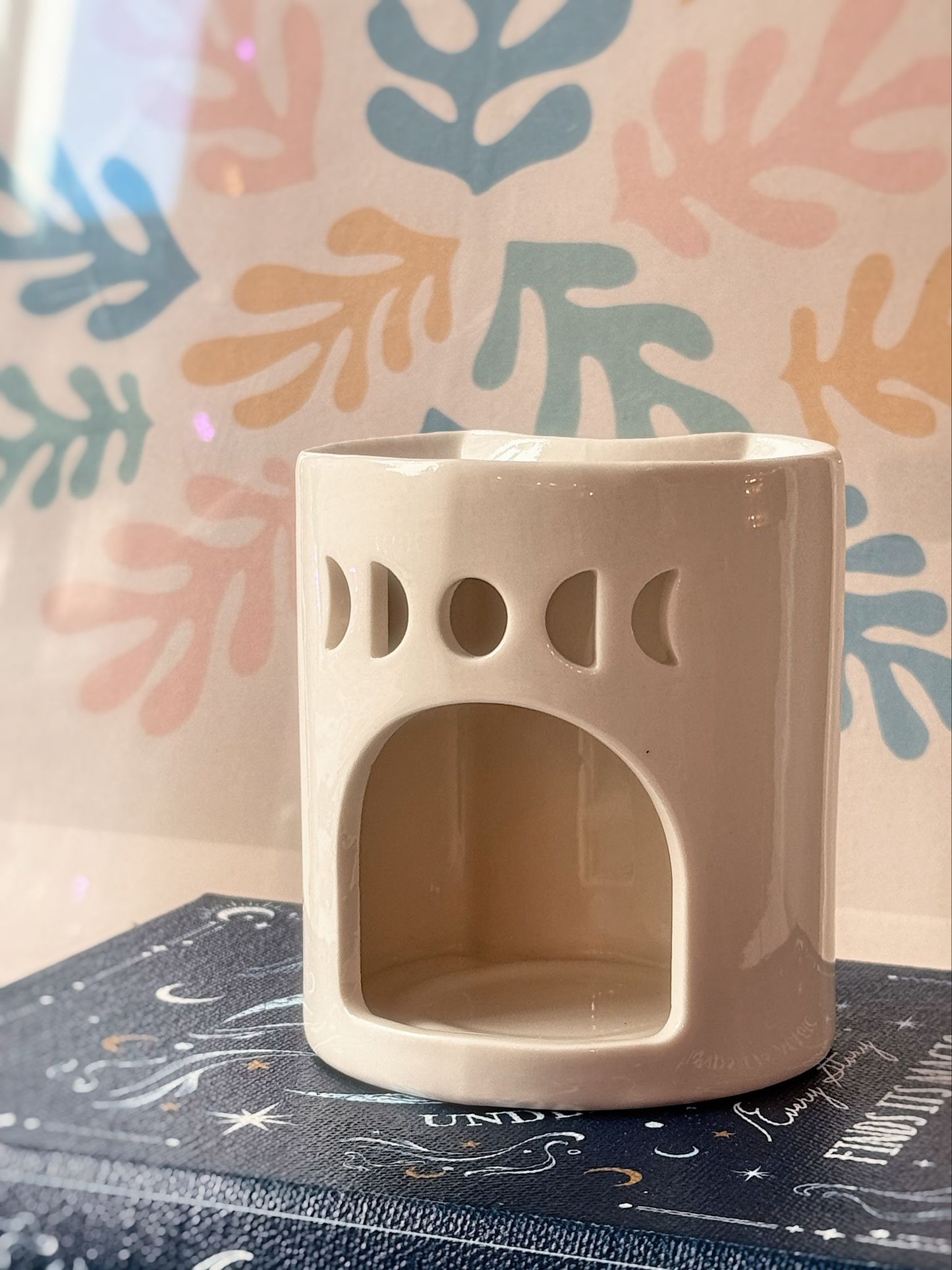 Bruciatore di essenze a forma di luna e fasi lunari