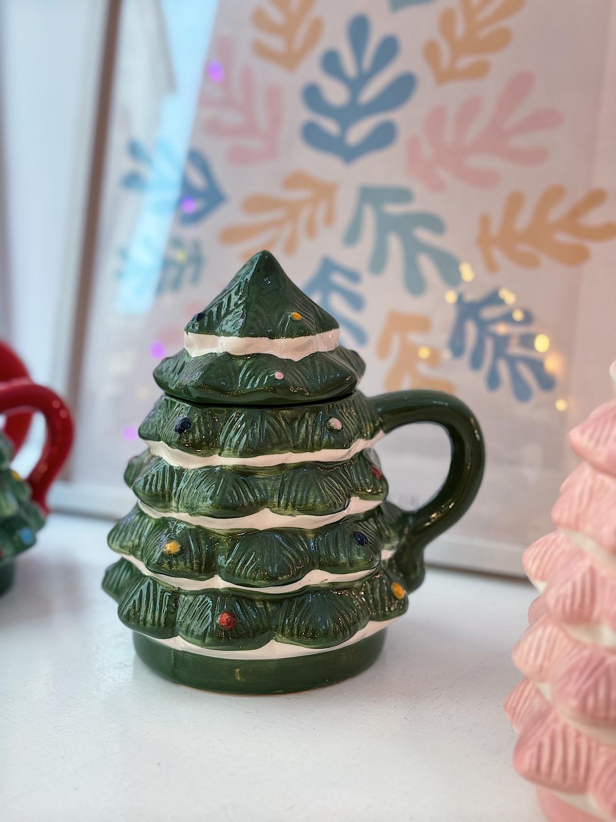 Tazza albero rosa o verde con palline