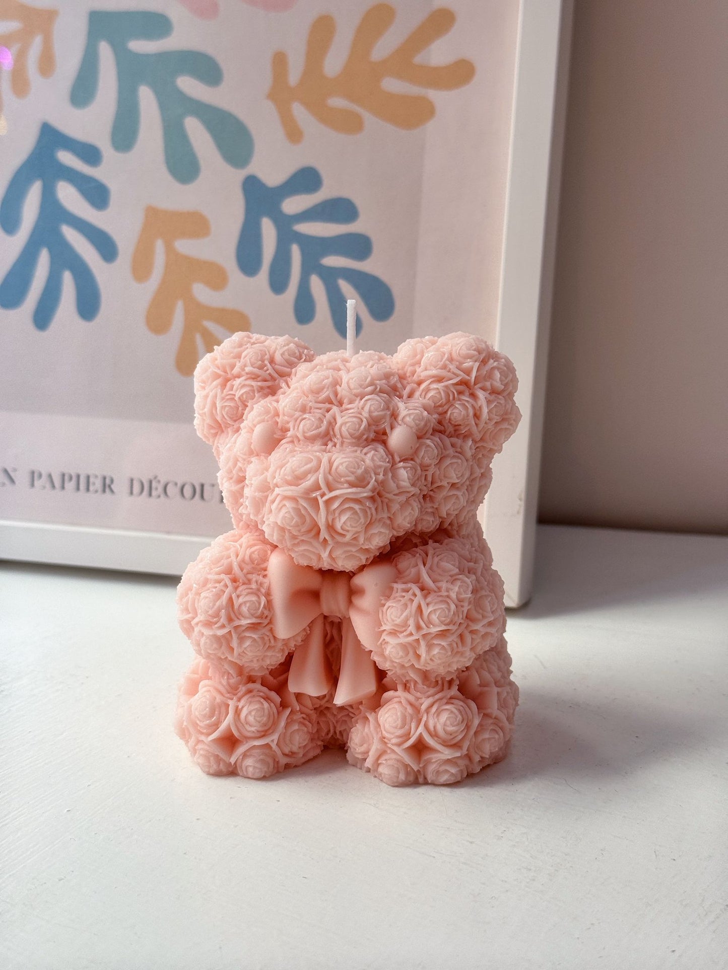 Candela orsetto BIG con cuore, fiocco o bouquet