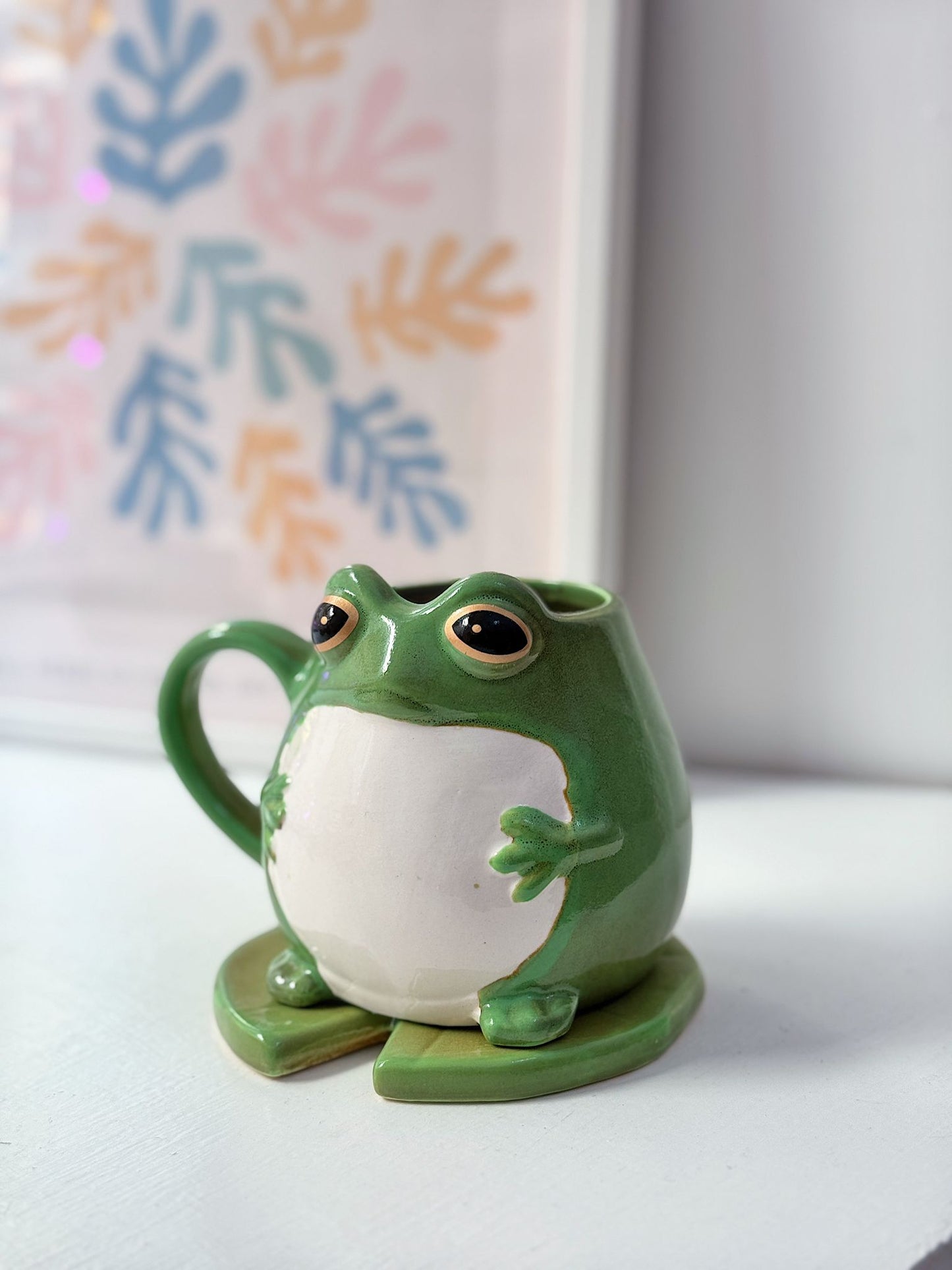 Tazza rana con piattino foglia