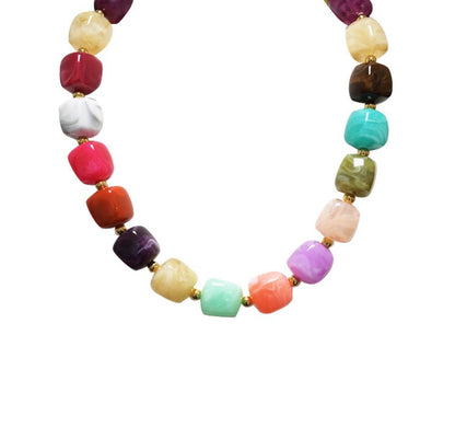 Collana arcobaleno con perle quadrate