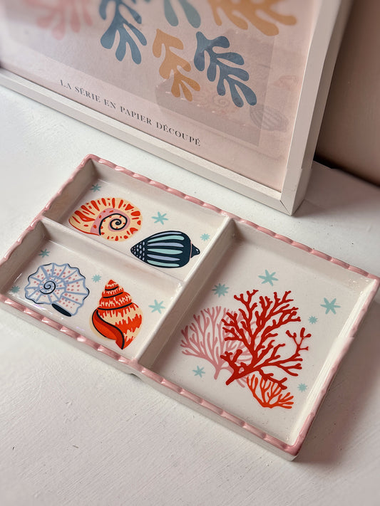 Vassoio conchiglie & corallo