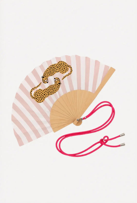 Ventaglio con tracolla - leopardo a righe rosa