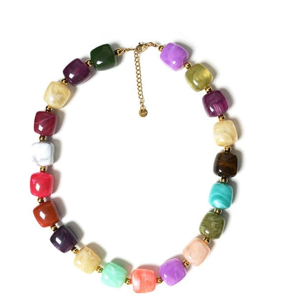 Collana arcobaleno con perle quadrate