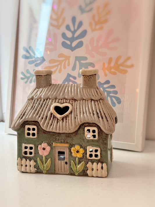 Casetta cottagecore porta tealight in verde