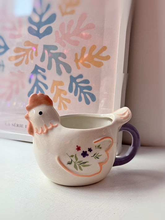 Tazza cottagecore a forma di gallina