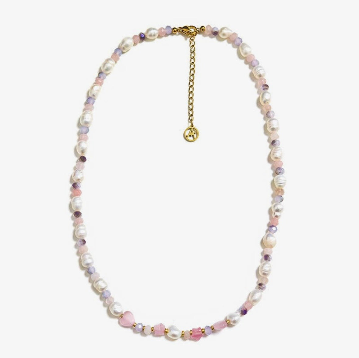 Collana perline con cristalli e pietre