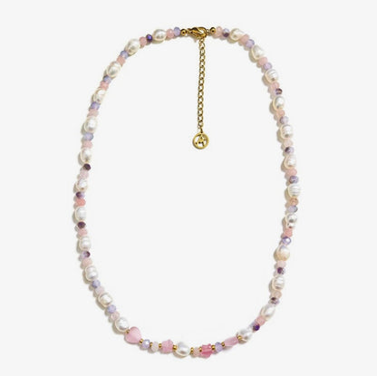 Collana perline con cristalli e pietre