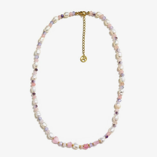 Collana perline con cristalli e pietre