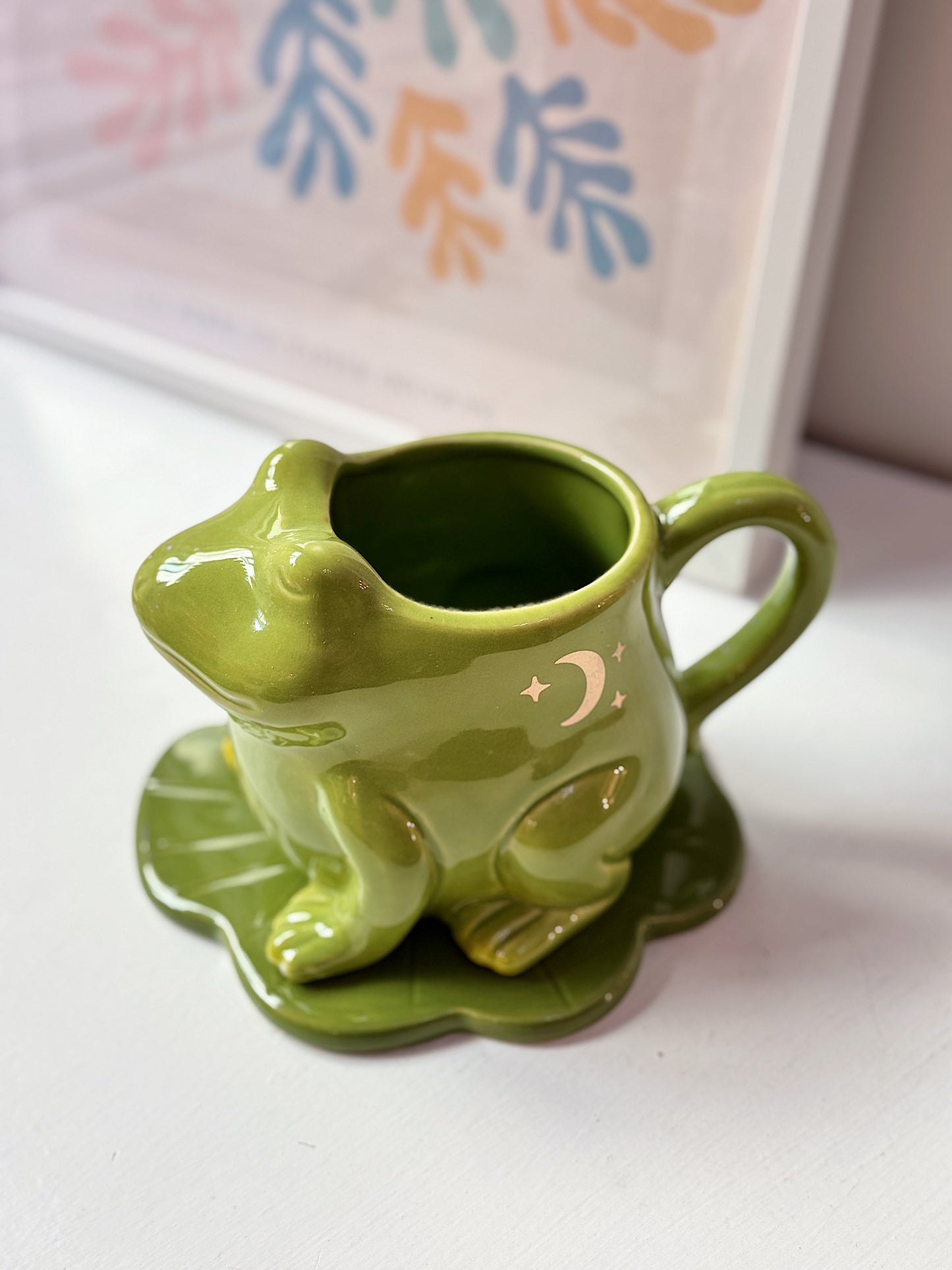 Tazza rana con piattino foglia