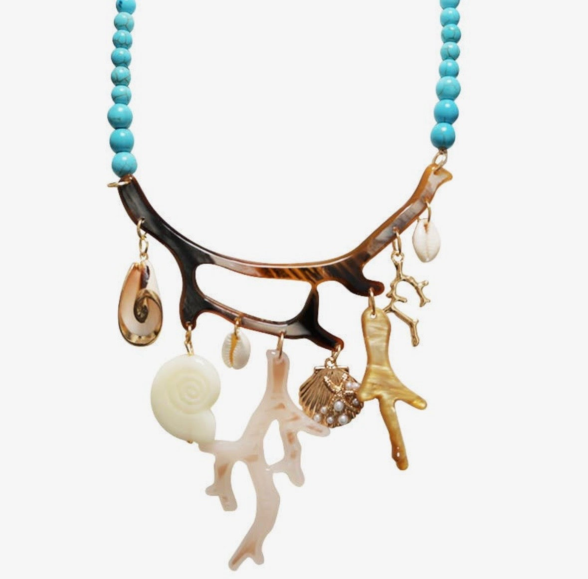 Collana corallo & conchiglie