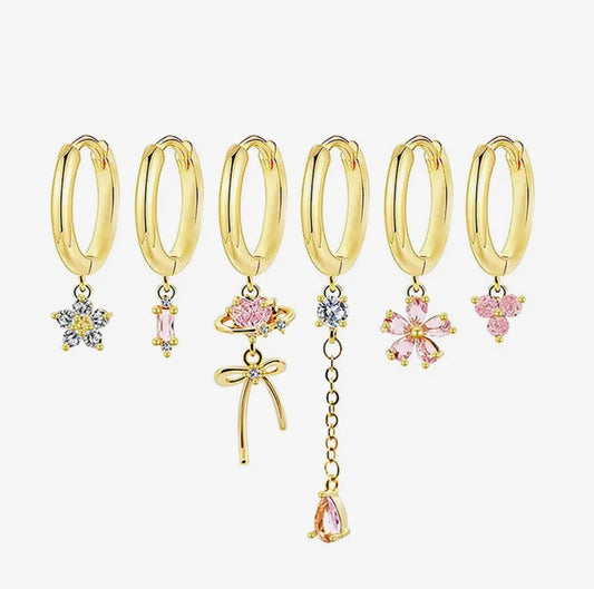 Set orecchini con ciondoli fiocco gold/silver