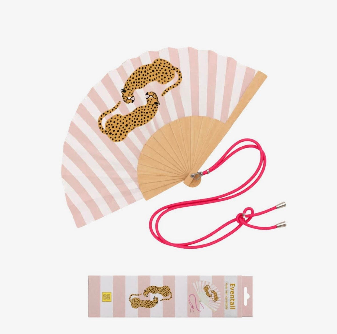 Ventaglio con tracolla - leopardo a righe rosa