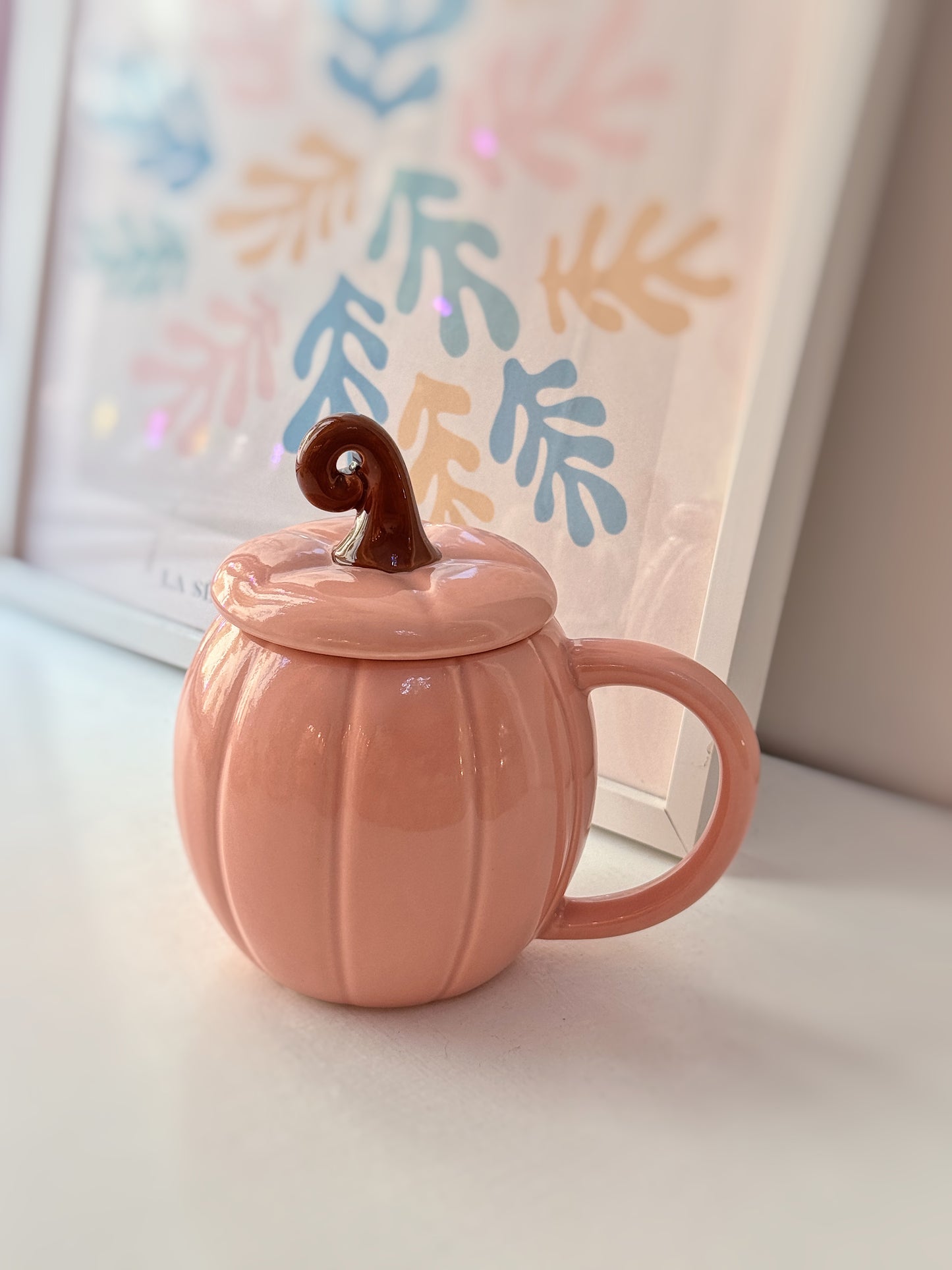 Tazza zucca rosa con coperchio