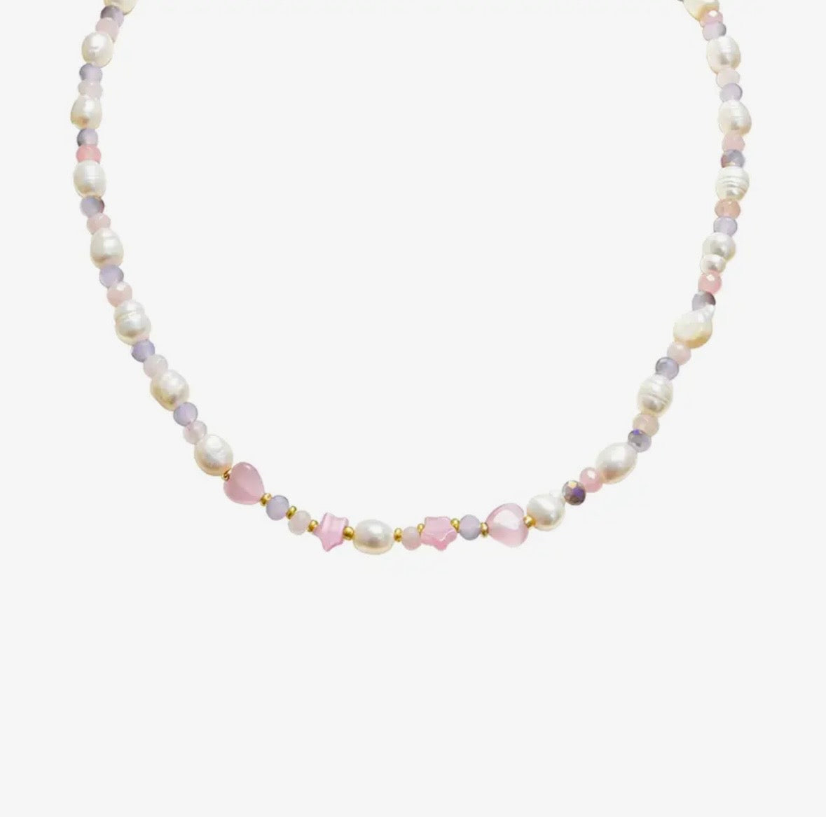 Collana perline con cristalli e pietre