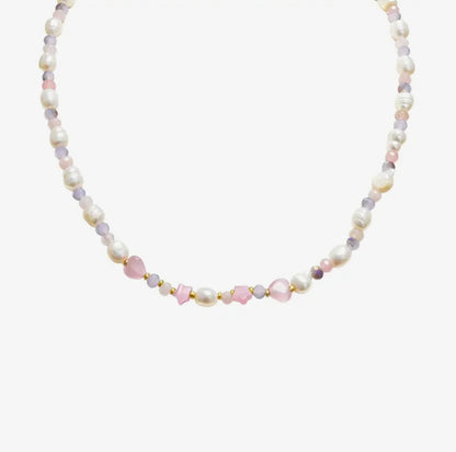 Collana perline con cristalli e pietre