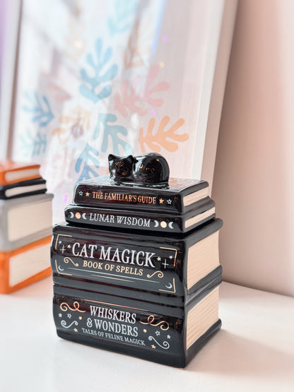 Bruciaessenze libri con gatto