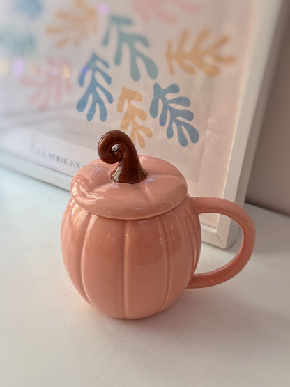 Tazza zucca rosa con coperchio