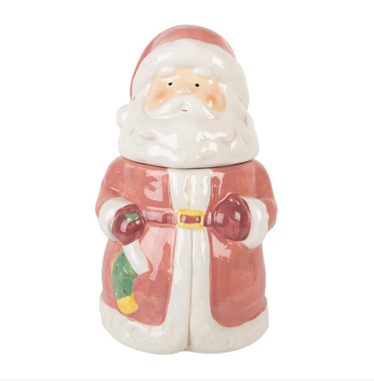 Barattolo Babbo Natale rosa in ceramica 15x26 cm