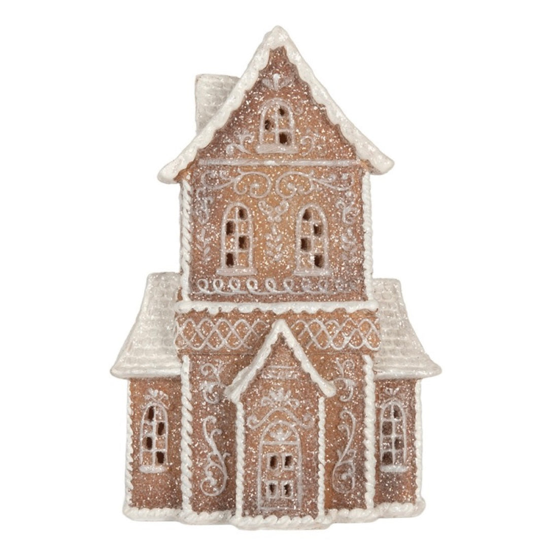 Casetta pan di zenzero glitter LED 16x8x23 cm