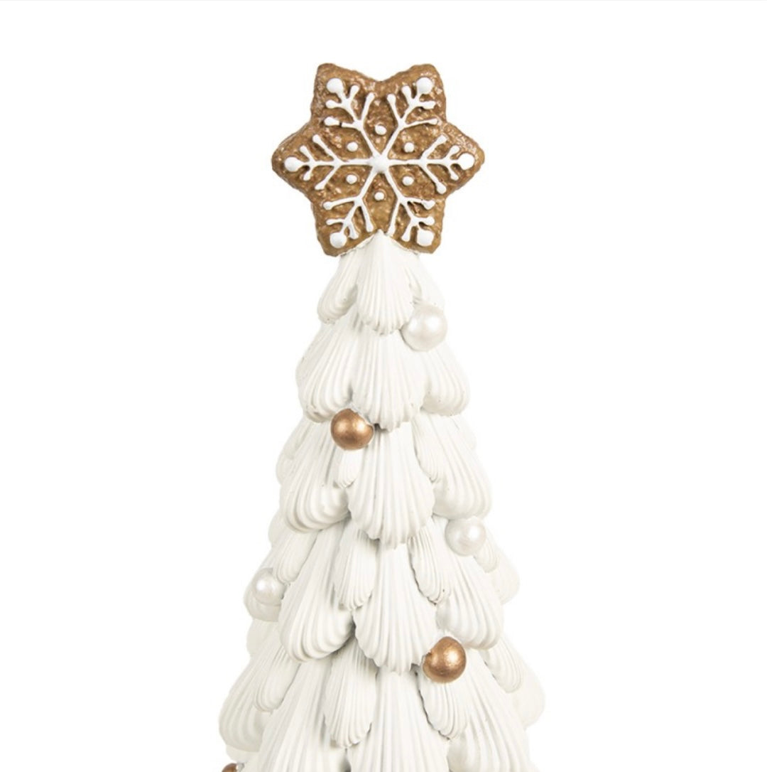 Albero di Natale bianco punta a stella pan di zenzero 13x26 cm