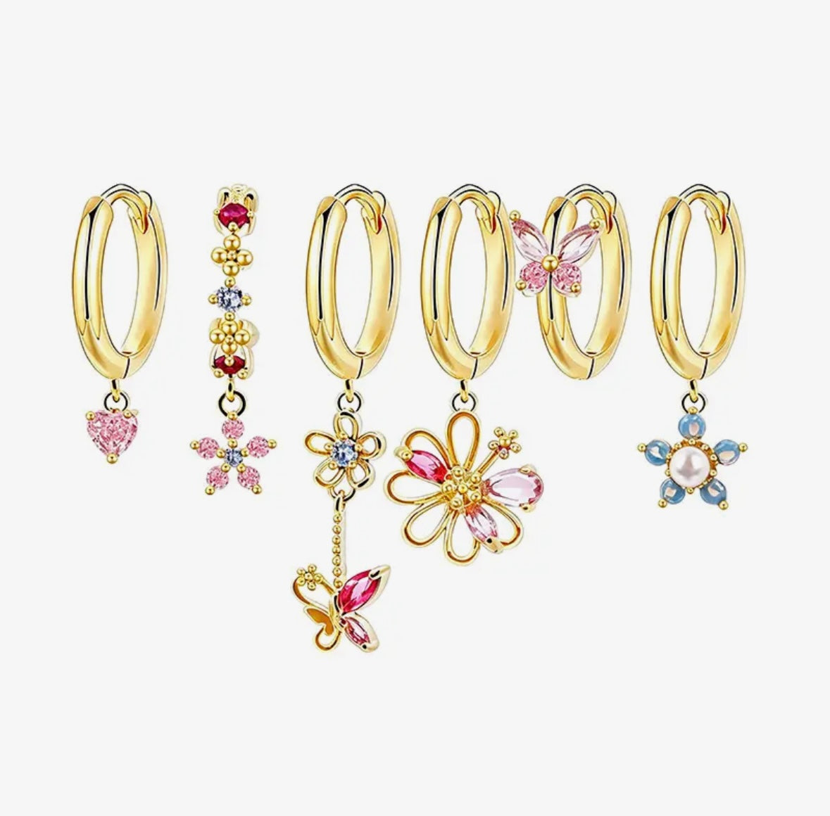 Set orecchini con ciondoli fiori