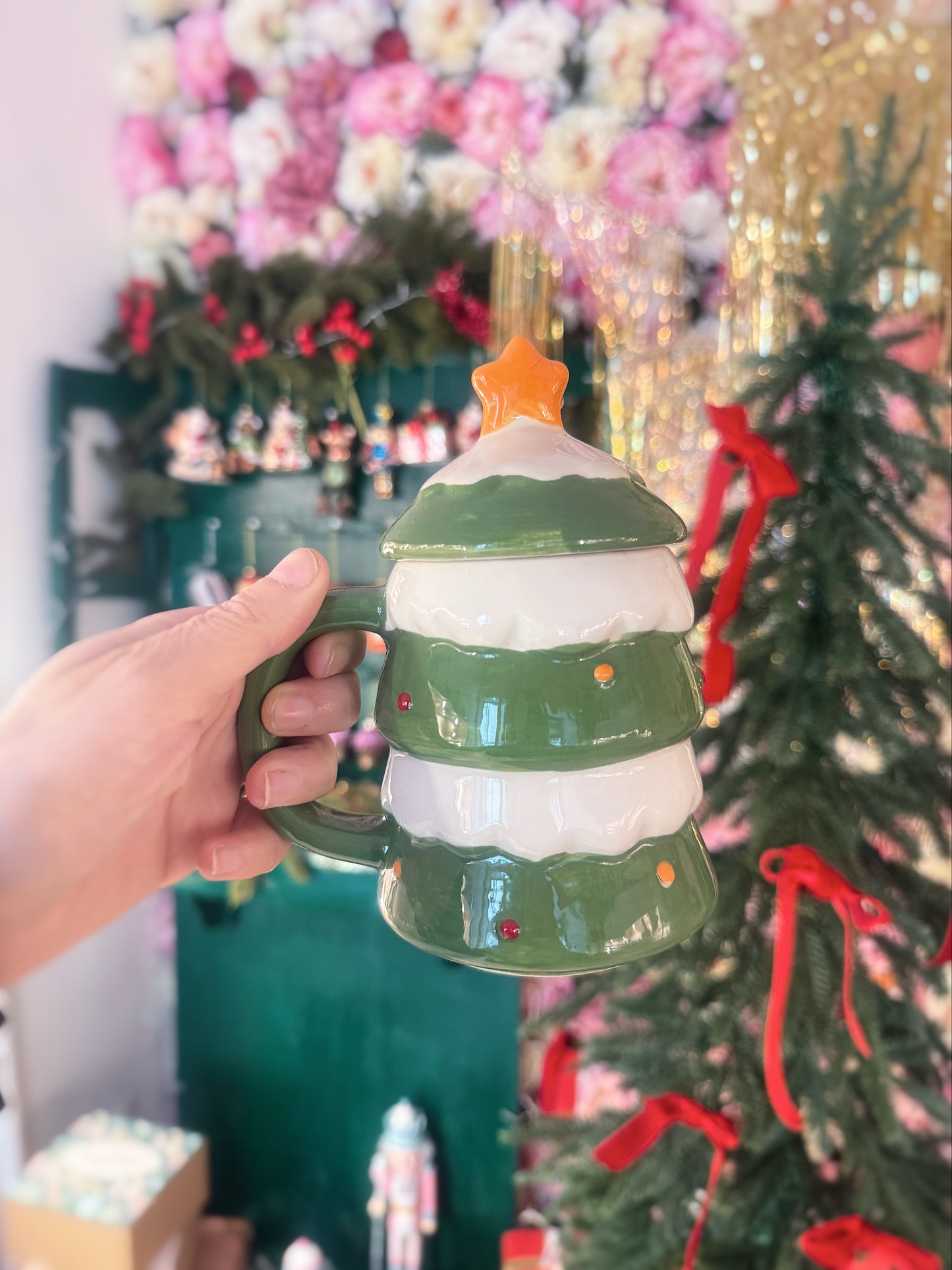 Tazza albero con coperchio stella natalizia
