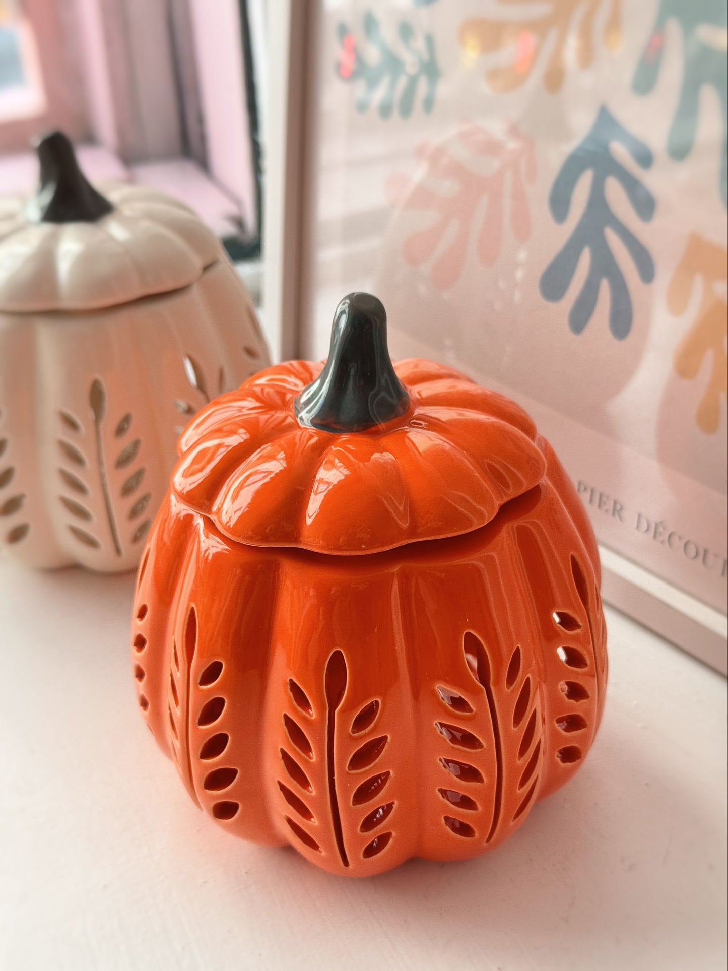 Bruciaessenze zucca intagliata panna o arancione
