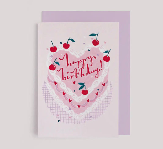 Biglietto buon compleanno torta ciliegine