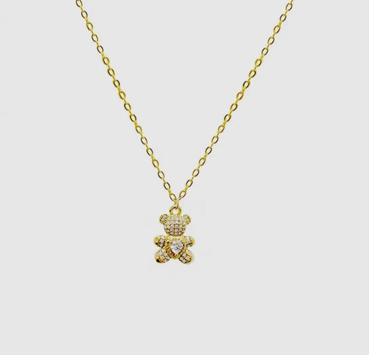 Collana orsetto in acciaio inossidabile gold o silver
