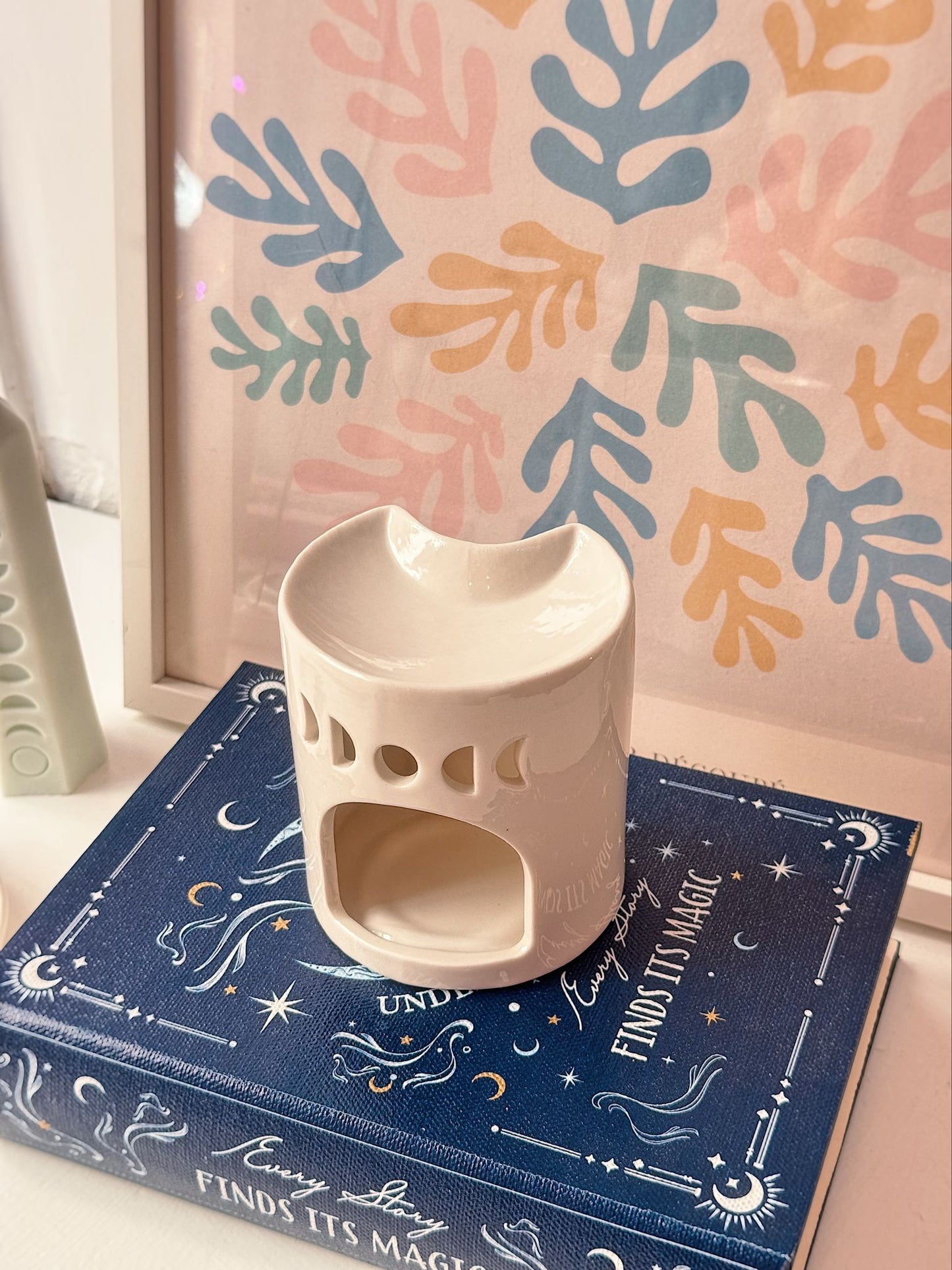 Bruciatore di essenze a forma di luna e fasi lunari