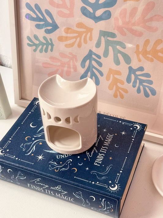 Bruciatore di essenze a forma di luna e fasi lunari