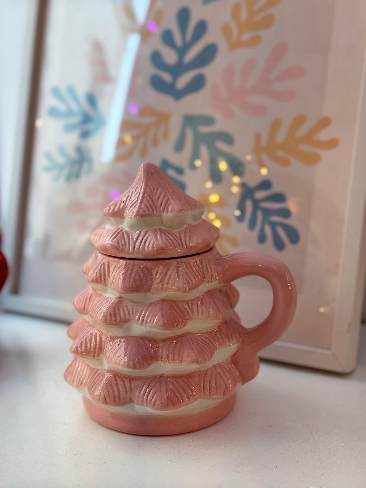 Tazza albero rosa o verde con palline