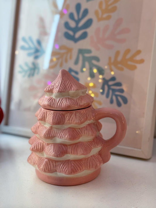 Tazza albero rosa o verde con palline