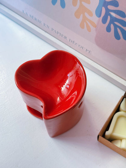 Bruciaessenze cuore rosso lucido