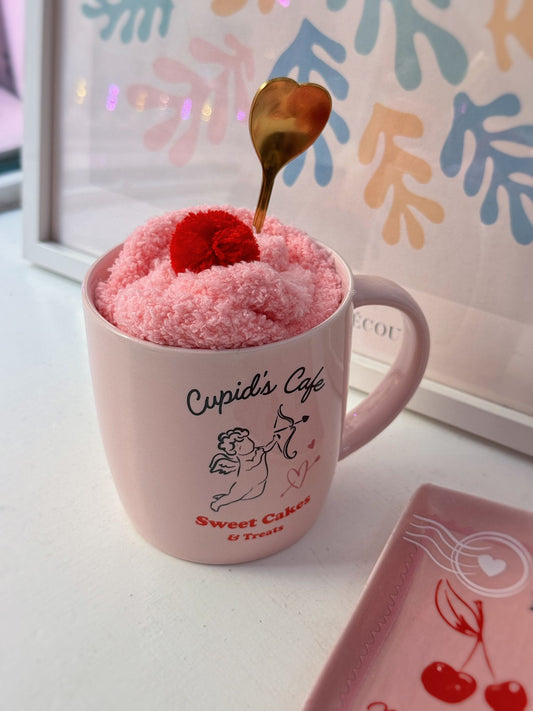 Set tazza caffè di Cupido con calzini&cucchiaio cuore
