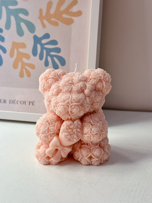 Candela orsetto BIG con cuore, fiocco o bouquet
