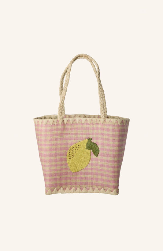 Borsa rafia rosa con limone
